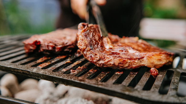 Cooking meat on the grill