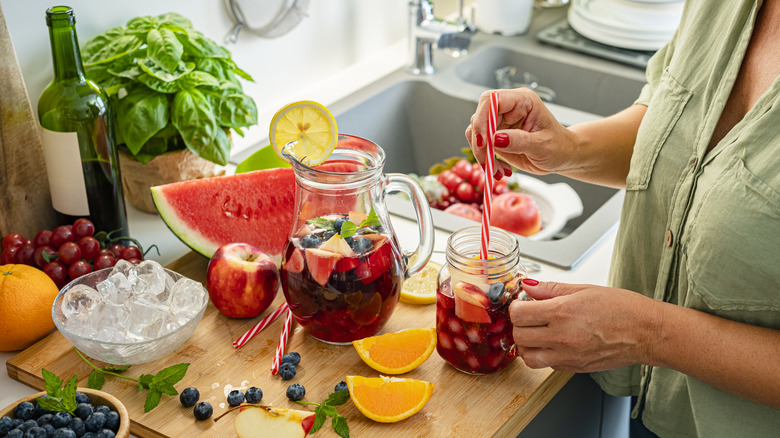 Person preparing sangria