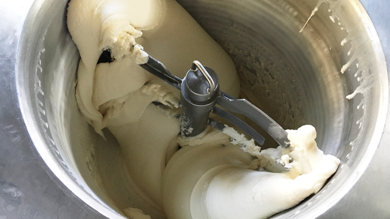 Homemade ice cream in machine