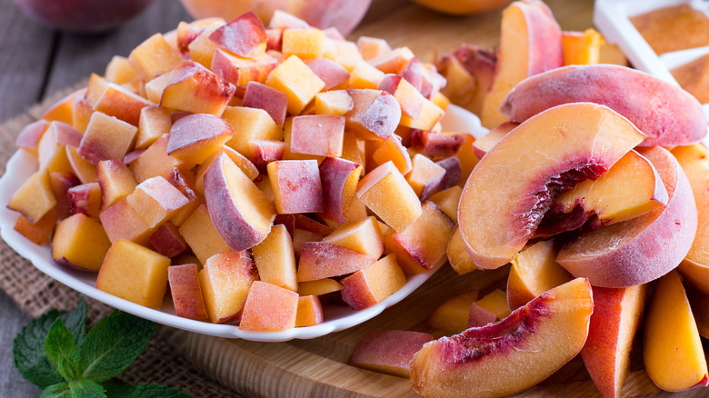 frozen peach slices and cubes