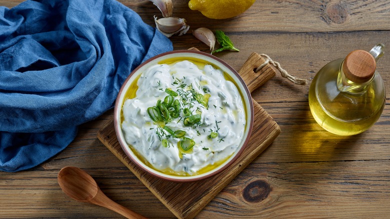 sour cream on a table