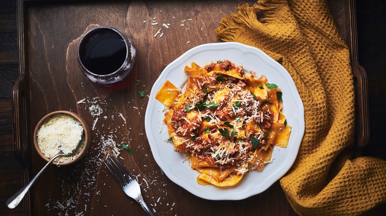 Plate of ragu with cheese