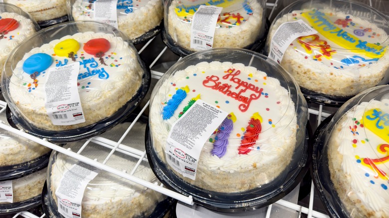 costco cakes displayed on shelf