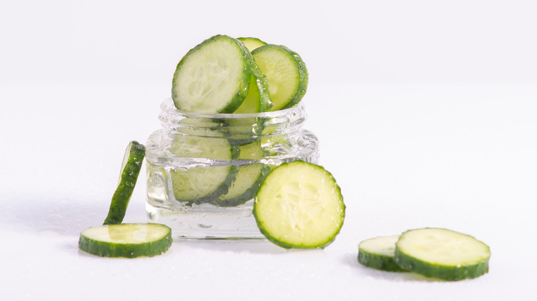 Cucumbers in a jar