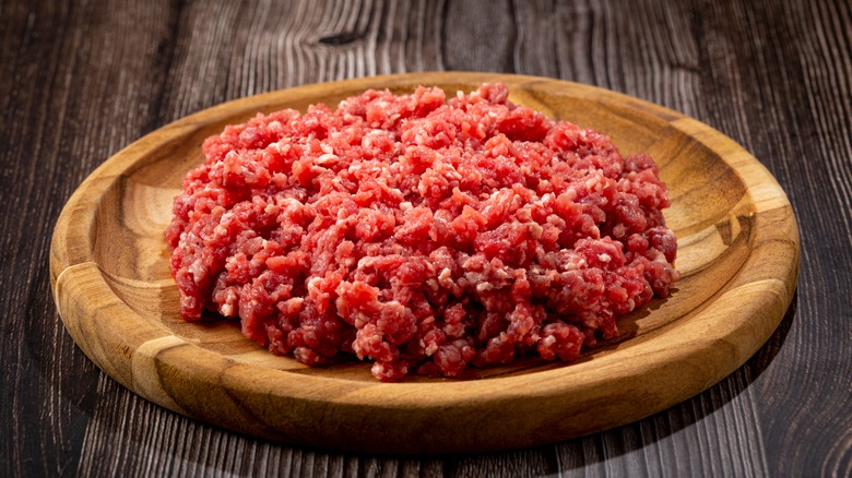 Plate of ground beef