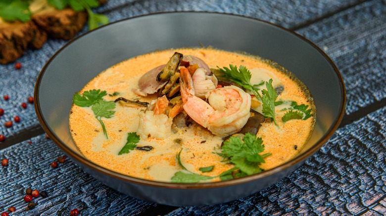 Tom yum soup with seafood