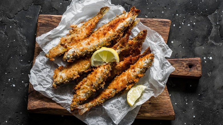 fried sardines in breadcrumbs