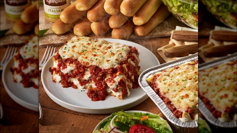 Olive Garden lasagna and breadsticks