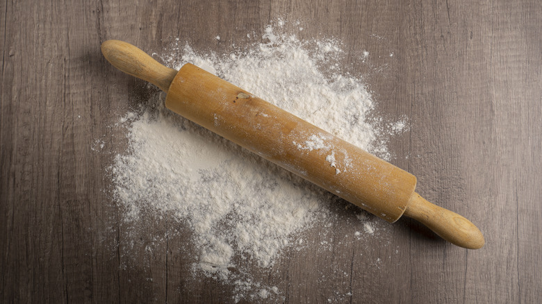 Rolling pin on flour