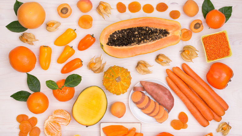 selection of orange foods