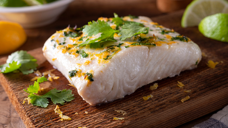 Halibut on cedar plank