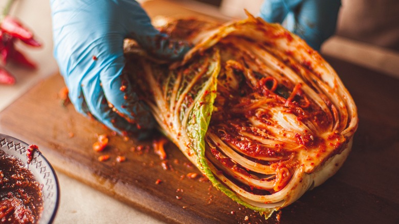 making kimchi