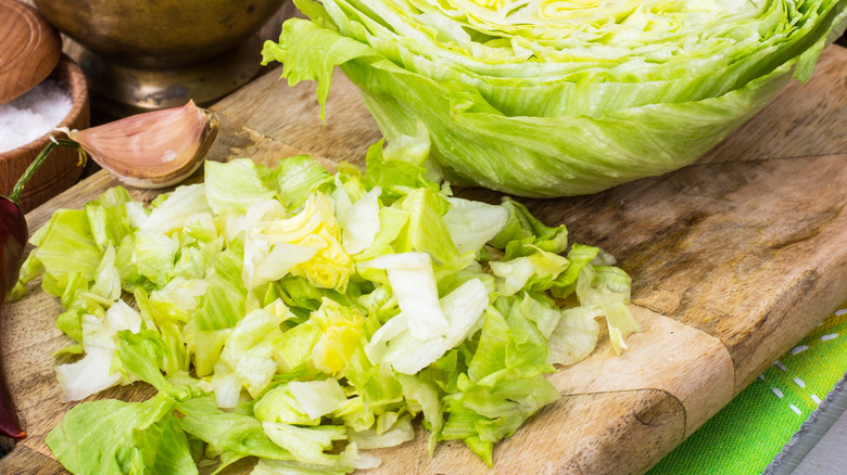 shredded iceberg lettuce on board