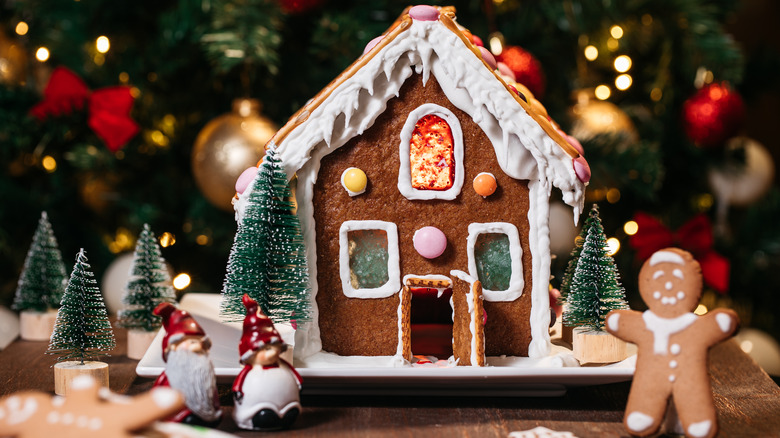 Gingerbread house with gingerbread man