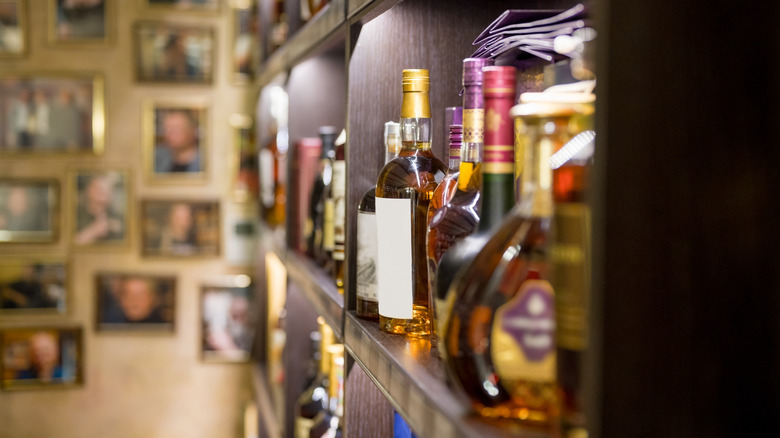 shelved bottles of liquor