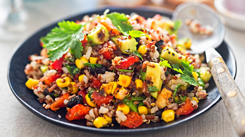 Colorful salad with corn and avocado 