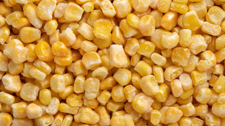 Frozen pieces of sweetcorn