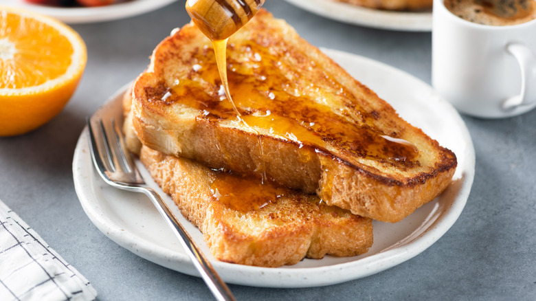 french toast covered in honey