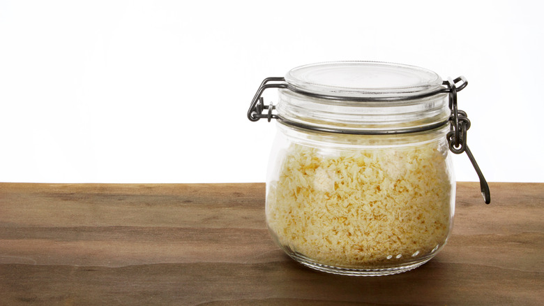 Breadcrumbs in glass jar