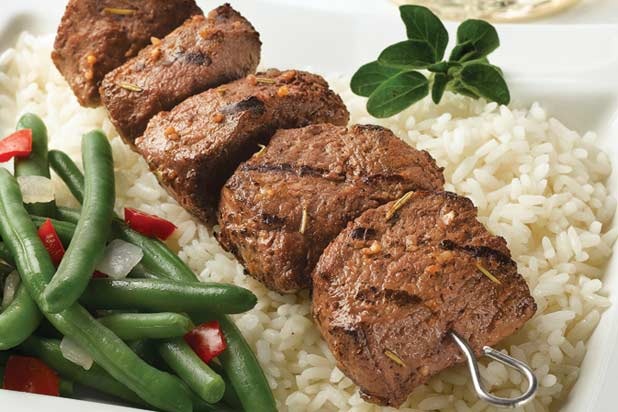 Teriyaki Tenderloin Beef Kebabs with Sticky White Rice Recipe