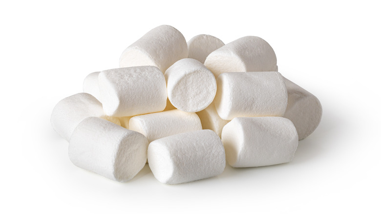 Small pile of marshmallows white background