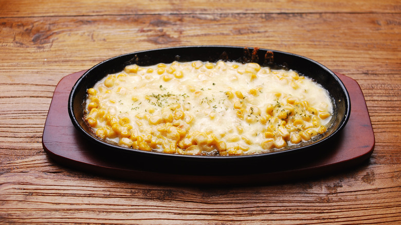 Creamed corn in a dish