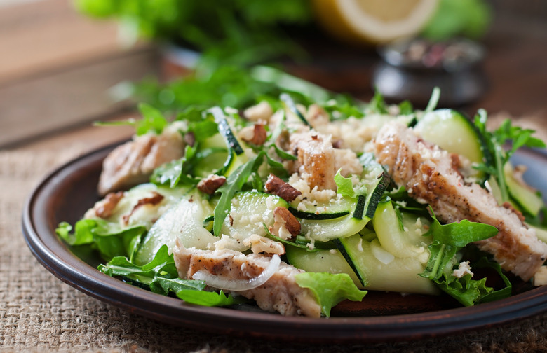 Marinated Zucchini Chicken Salad With Marcona Almonds