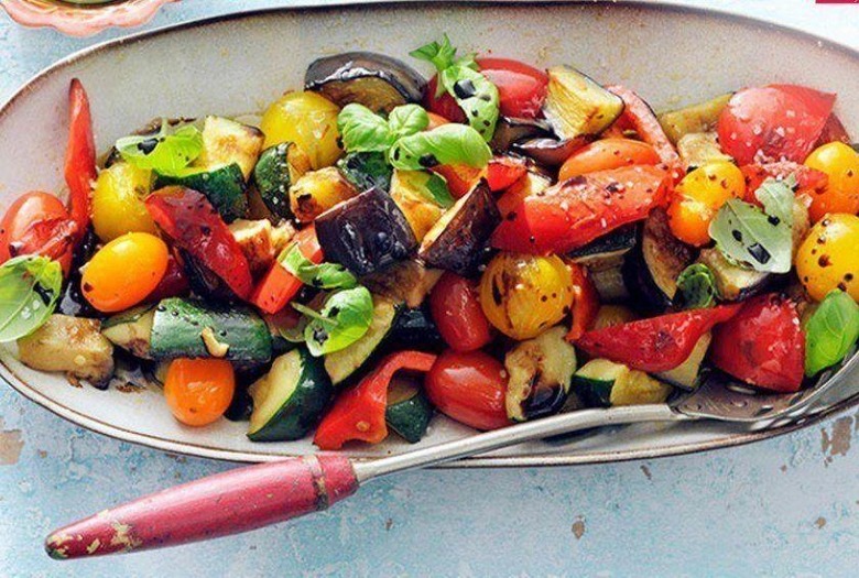 Appetizer: Grilled Balsamic Eggplant, Peppers, and Zucchini