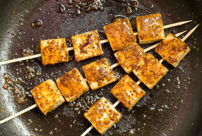 Entrée: Maple Mustard-Glazed Tofu Skewers