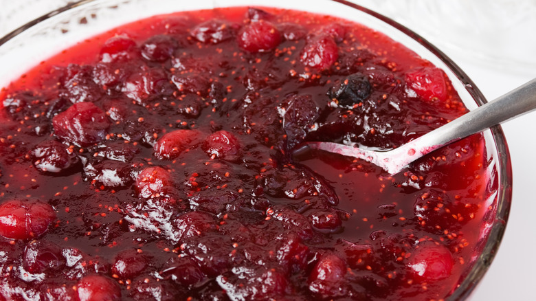 Cranberry sauce in a bowl