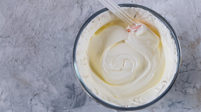 Homemade icing in bowl