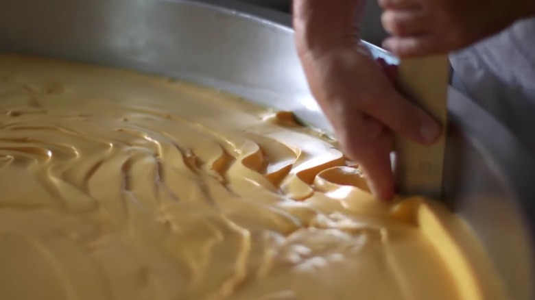 Processed cheese being made