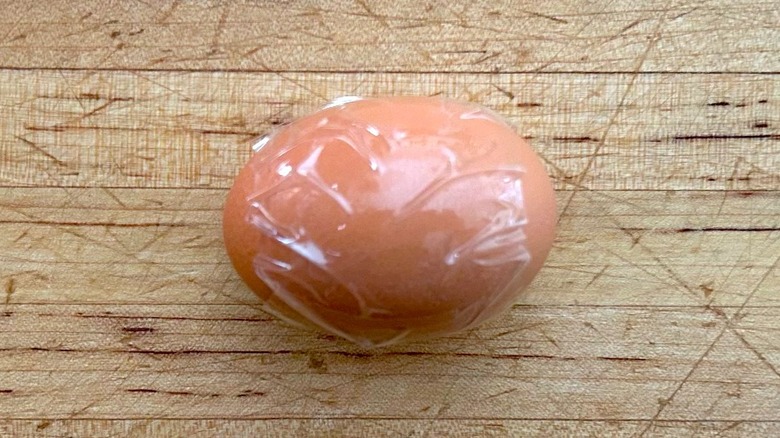 Hard-boiled egg wrapped in tape