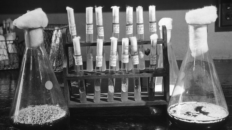 1940s test tubes in lab