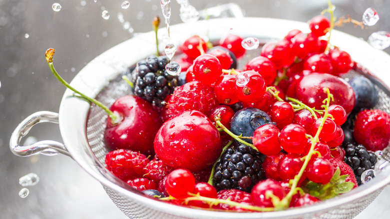 berries in colander