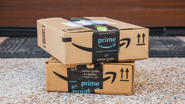 Amazon packages at front door