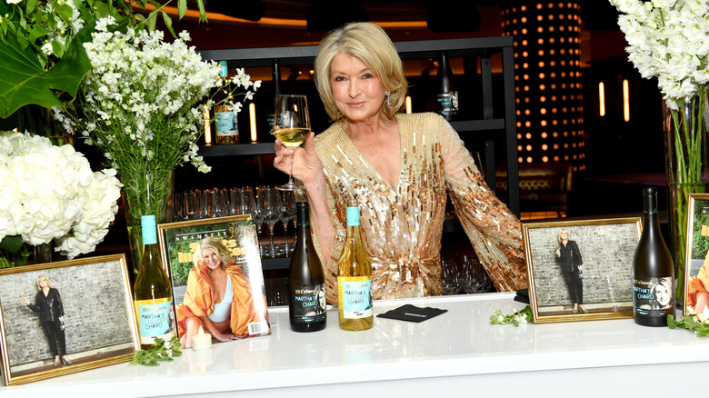 Martha Stewart posing with wine