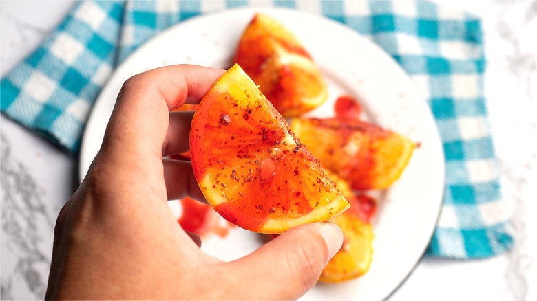 Chamoy on orange slices