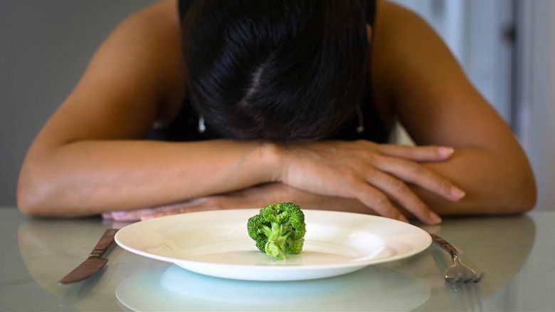 Piece of broccoli on plate 