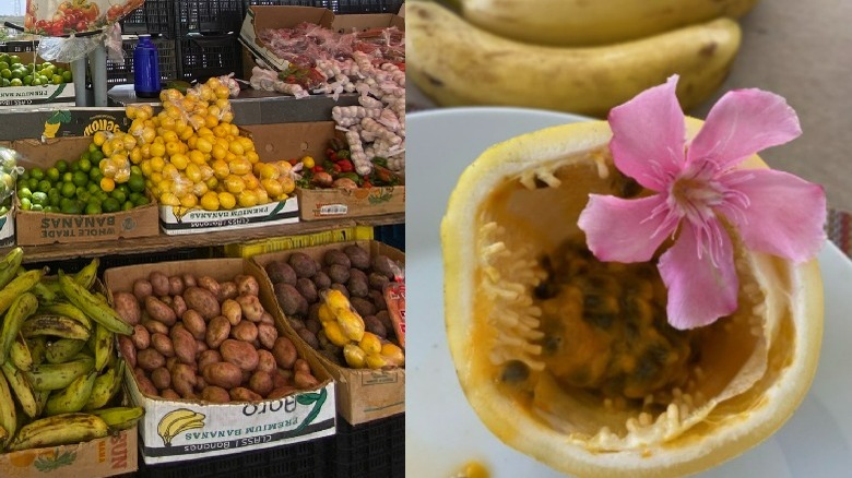 fruit stand and passion fruit