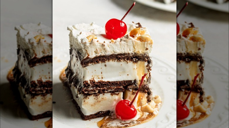 Ice cream lasagna on plate