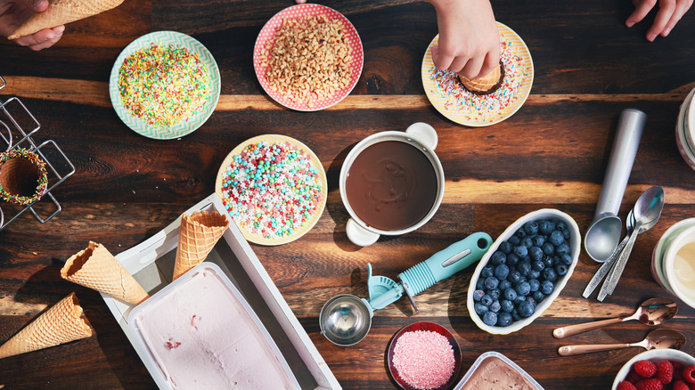 Ice cream and various toppings