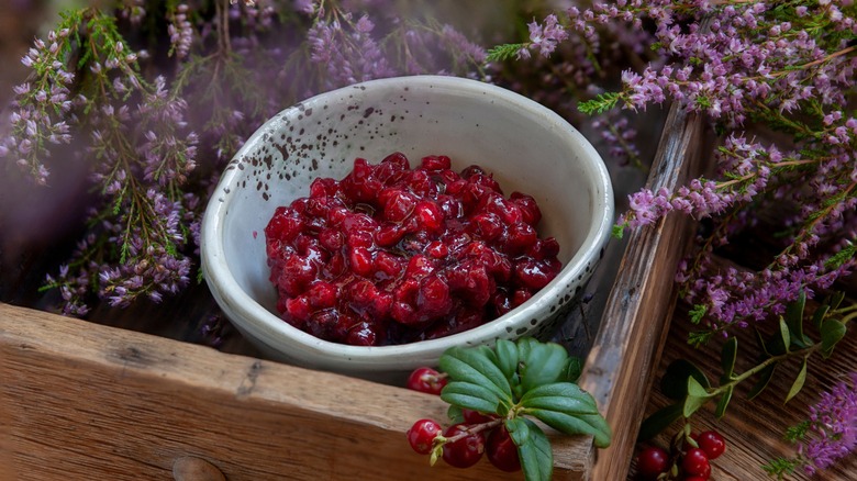 bowl of lingonberry jam