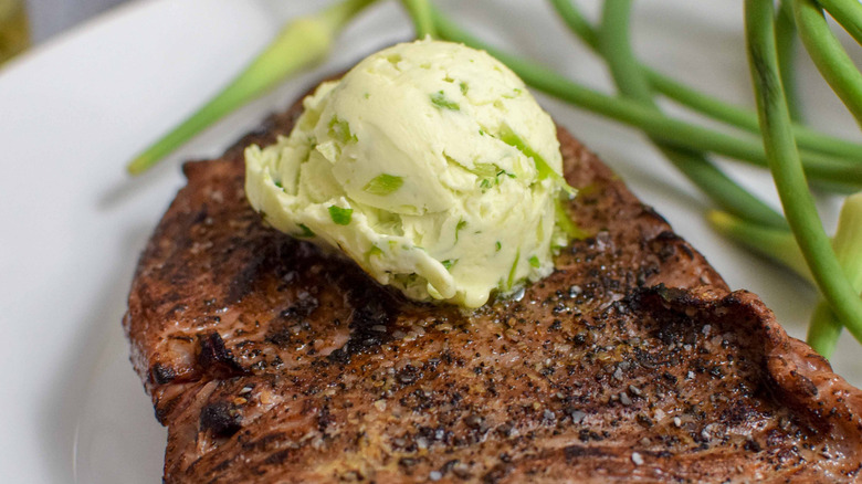 herb compound butter dollop steak