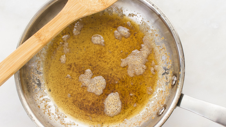 skillet wooden spoon brown butter