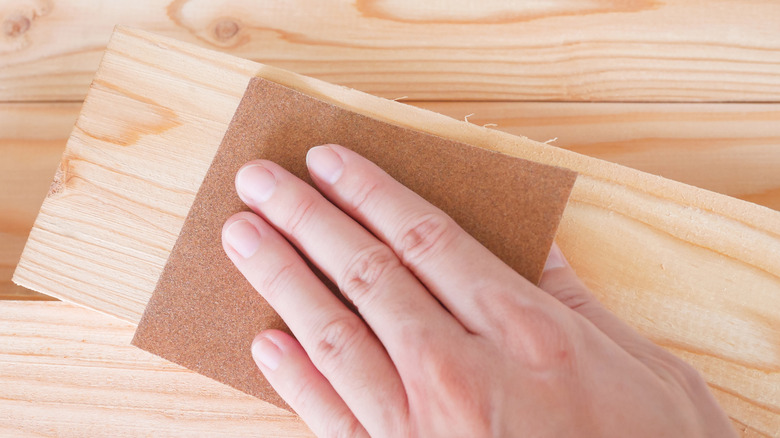 Sandpaper on wooden board