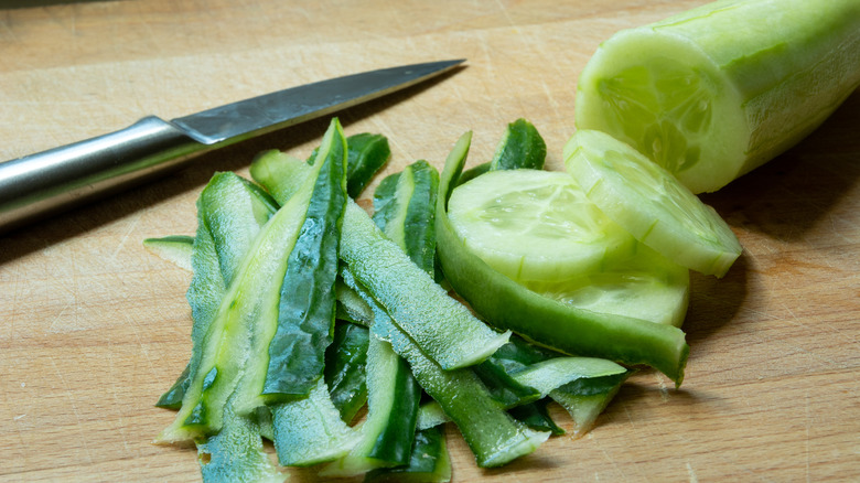 Peeled and sliced cucumber