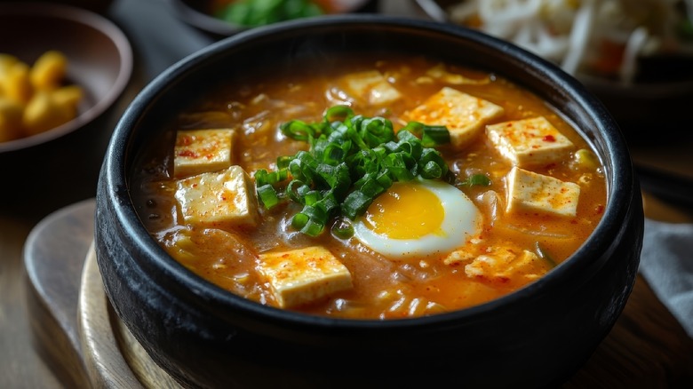 soup with egg and tofu