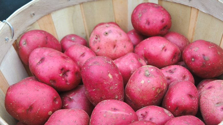 red potatoes in crate