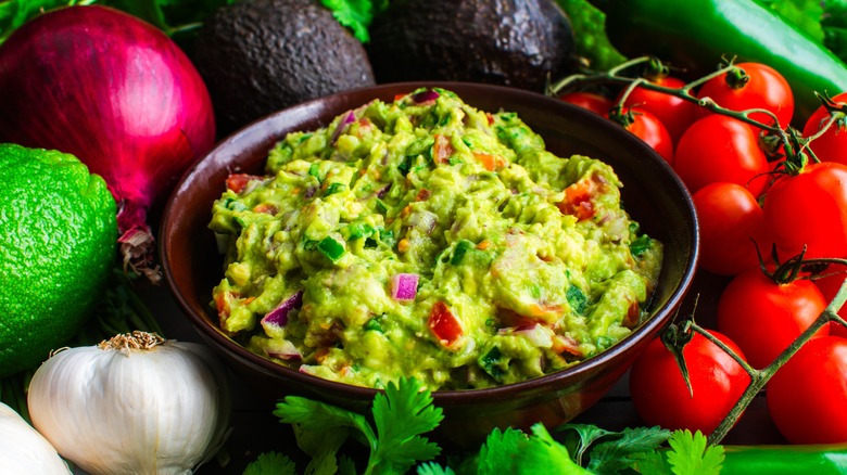 fresh guacamole in a bowl